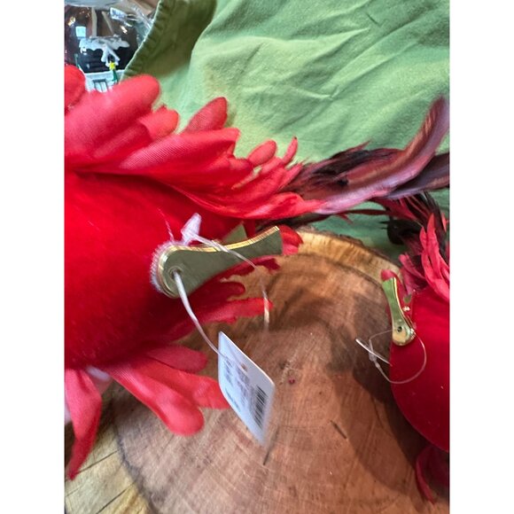 3 Lg Red Feathered Cardinal Christmas Tree Ornaments Glitter Accents Clip-On - Picture 9 of 13